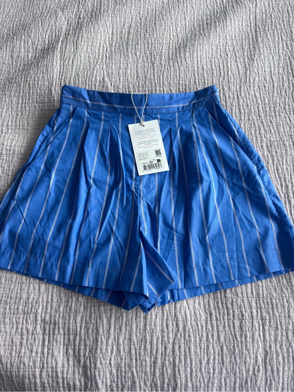 NWT Sézane Nicolo Shorts in Blue Stripes Size 4/36 - Picture 4 of 8